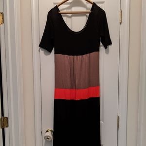 Short sleeve striped maxi dress